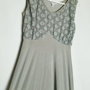 Michel‎ Stephen Via Moda long grey gray maxi dress stretchy lace sleeveless M